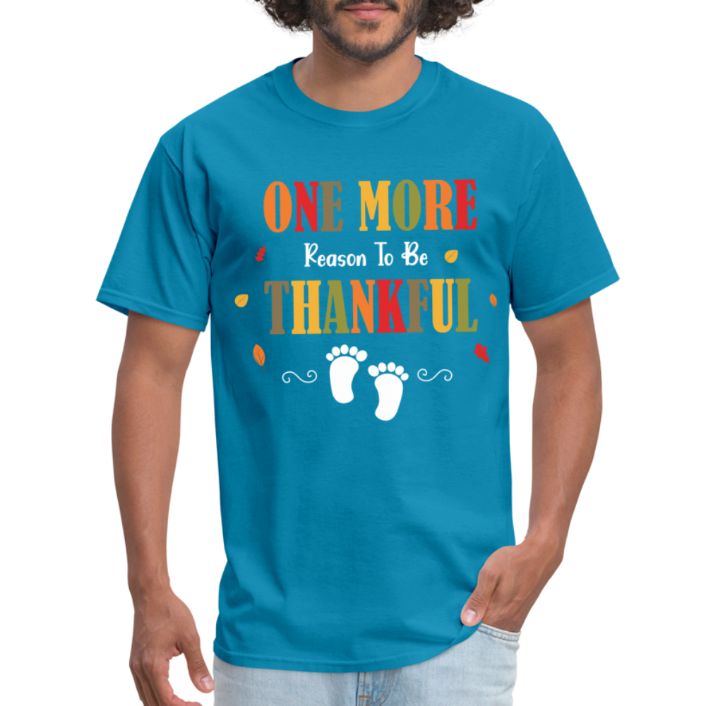 One More Reason to Be Thankful T-Shirt (Pregnancy Announcement) - turquoise