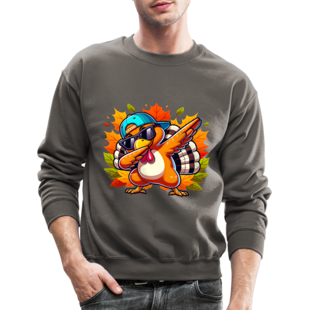 Dabbing Thanksgiving Turkey Sweatshirt - asphalt gray