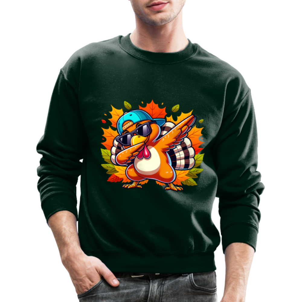 Dabbing Thanksgiving Turkey Sweatshirt - forest green