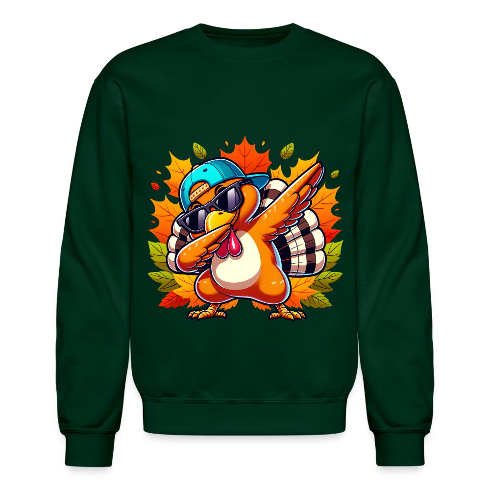 Dabbing Thanksgiving Turkey Sweatshirt - forest green