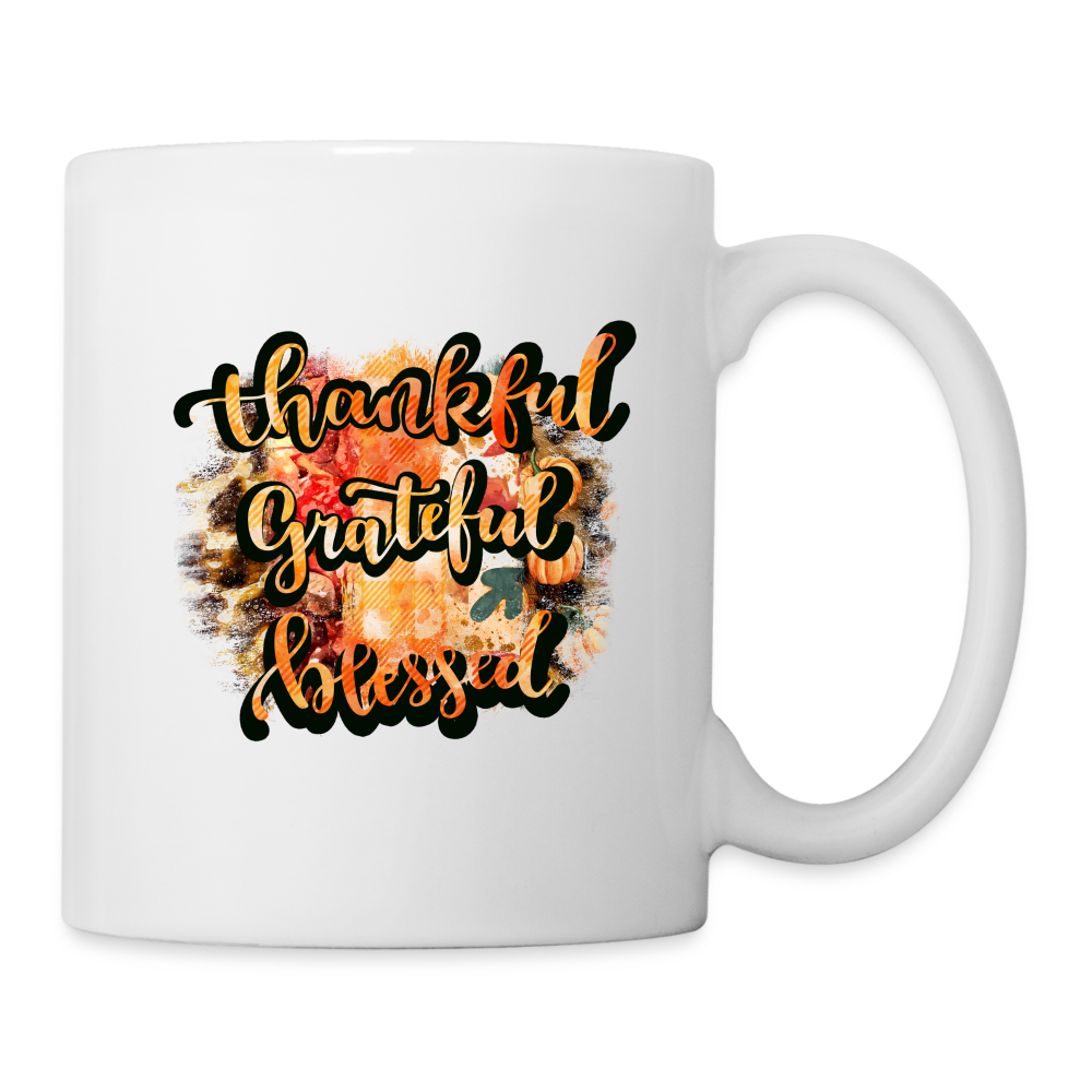 Thankful Grateful Blessed Mug - white