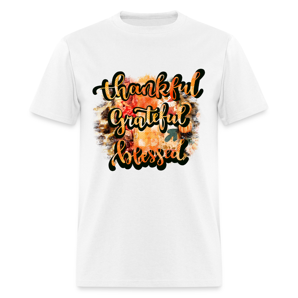 Thankful Grateful Blessed T-Shirt - white