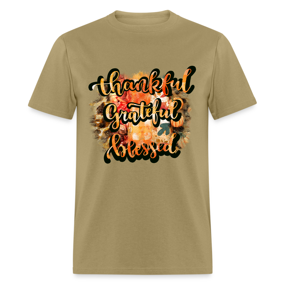 Thankful Grateful Blessed T-Shirt - khaki
