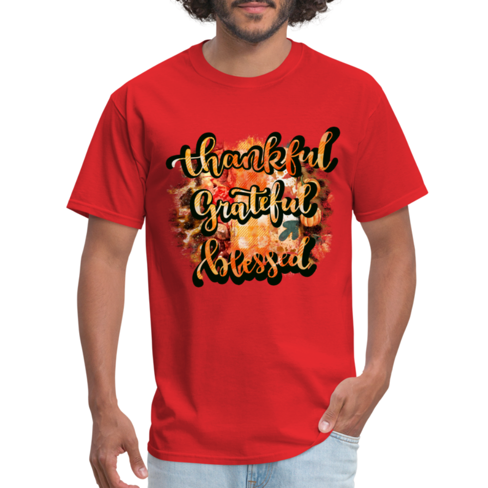 Thankful Grateful Blessed T-Shirt - red