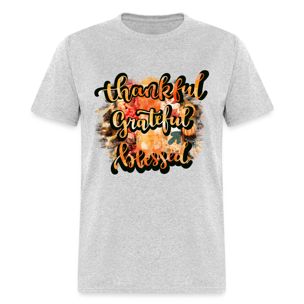 Thankful Grateful Blessed T-Shirt - heather gray