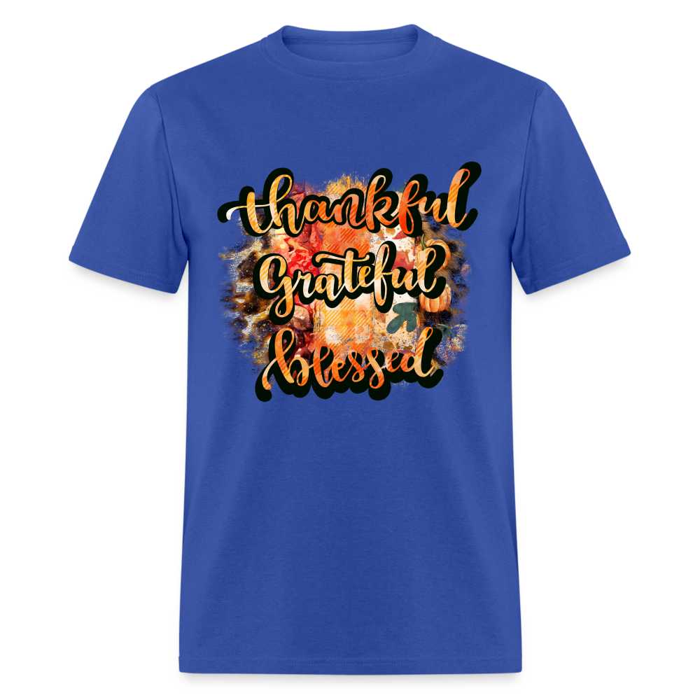Thankful Grateful Blessed T-Shirt - royal blue