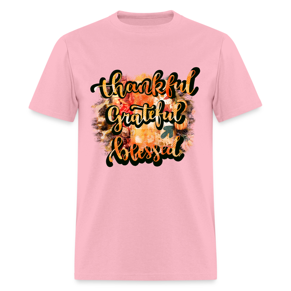 Thankful Grateful Blessed T-Shirt - pink