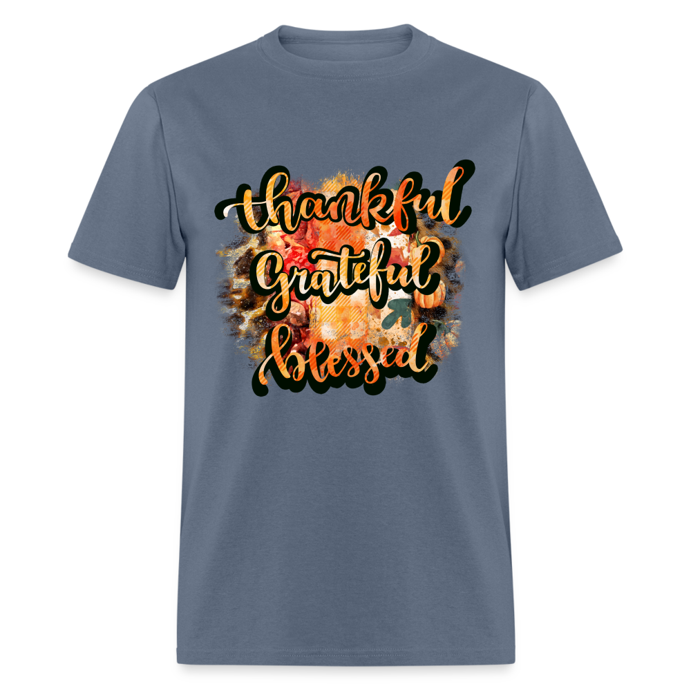 Thankful Grateful Blessed T-Shirt - denim