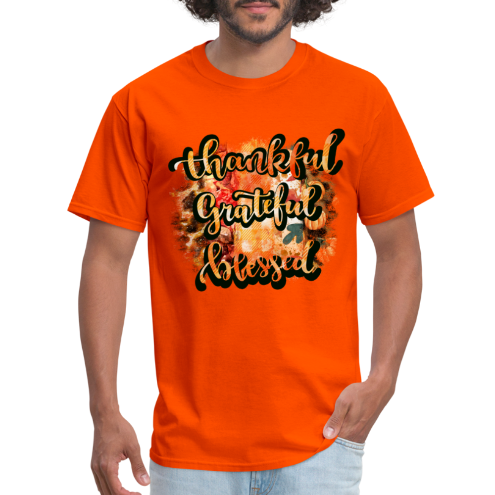 Thankful Grateful Blessed T-Shirt - orange