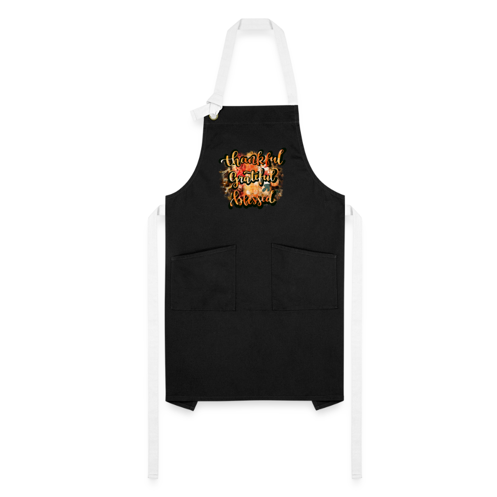 Thankful Grateful Blessed - Artisan Apron Color: gray/black