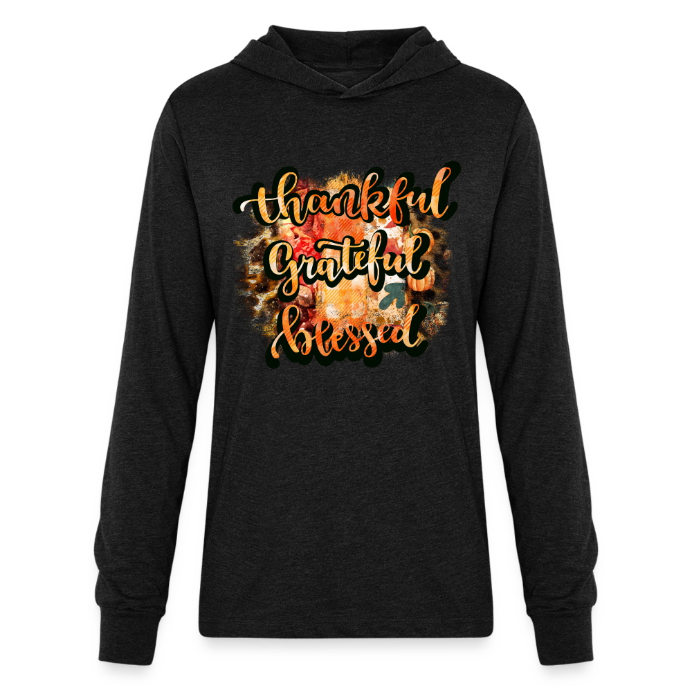 Thankful Grateful Blessed Hoodie Shirt - heather black
