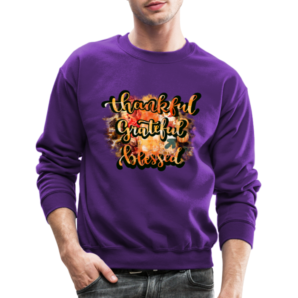 Thankful Grateful Blessed Sweatshirt - purple
