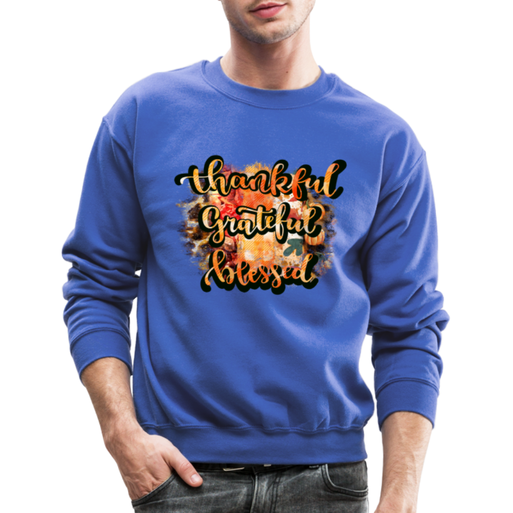Thankful Grateful Blessed Sweatshirt - royal blue