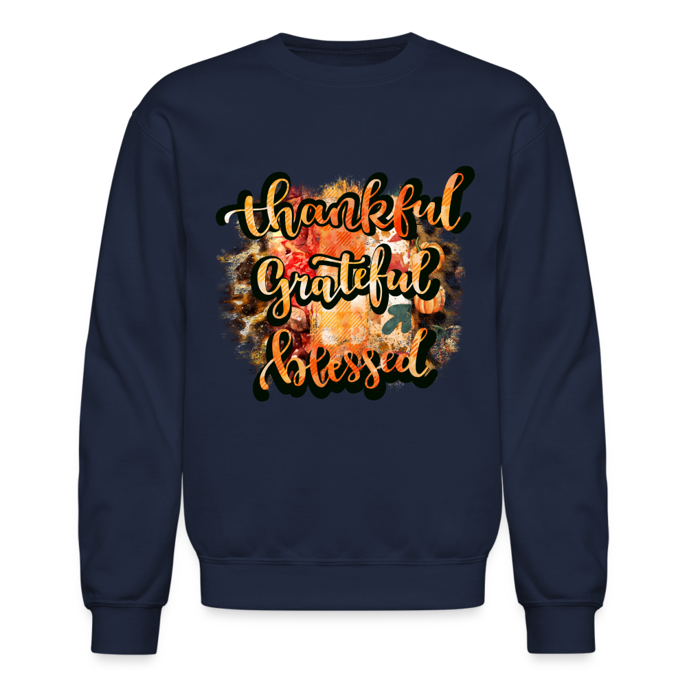 Thankful Grateful Blessed Sweatshirt - navy