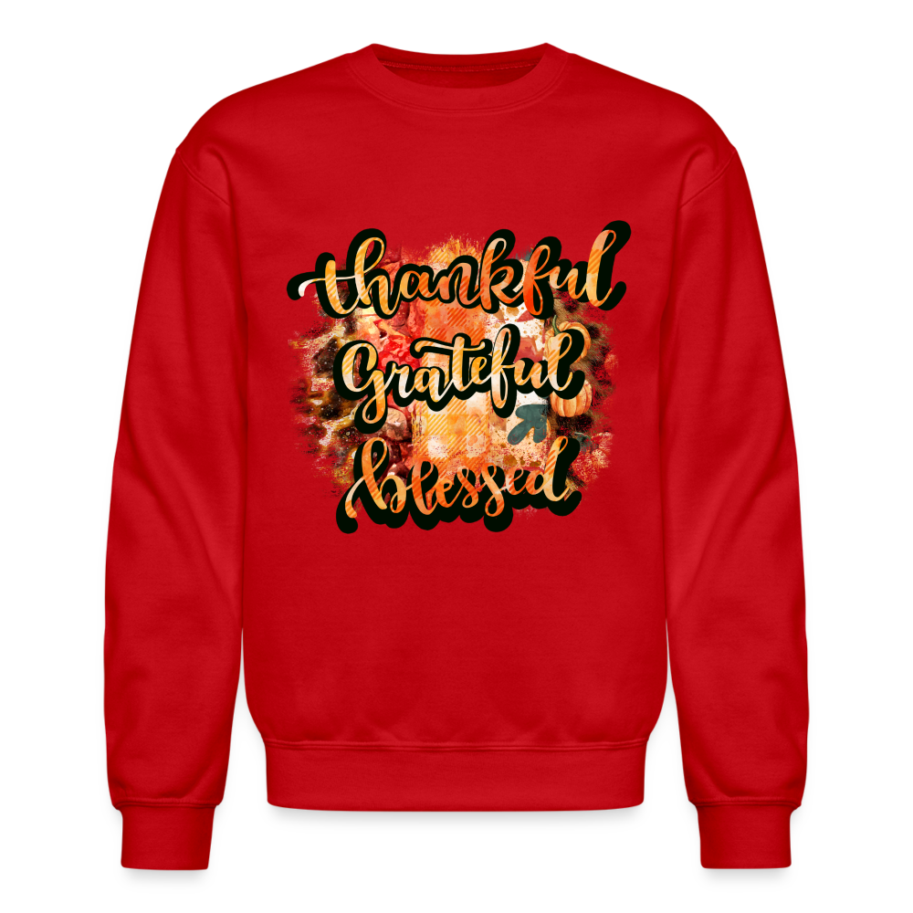 Thankful Grateful Blessed Sweatshirt - red