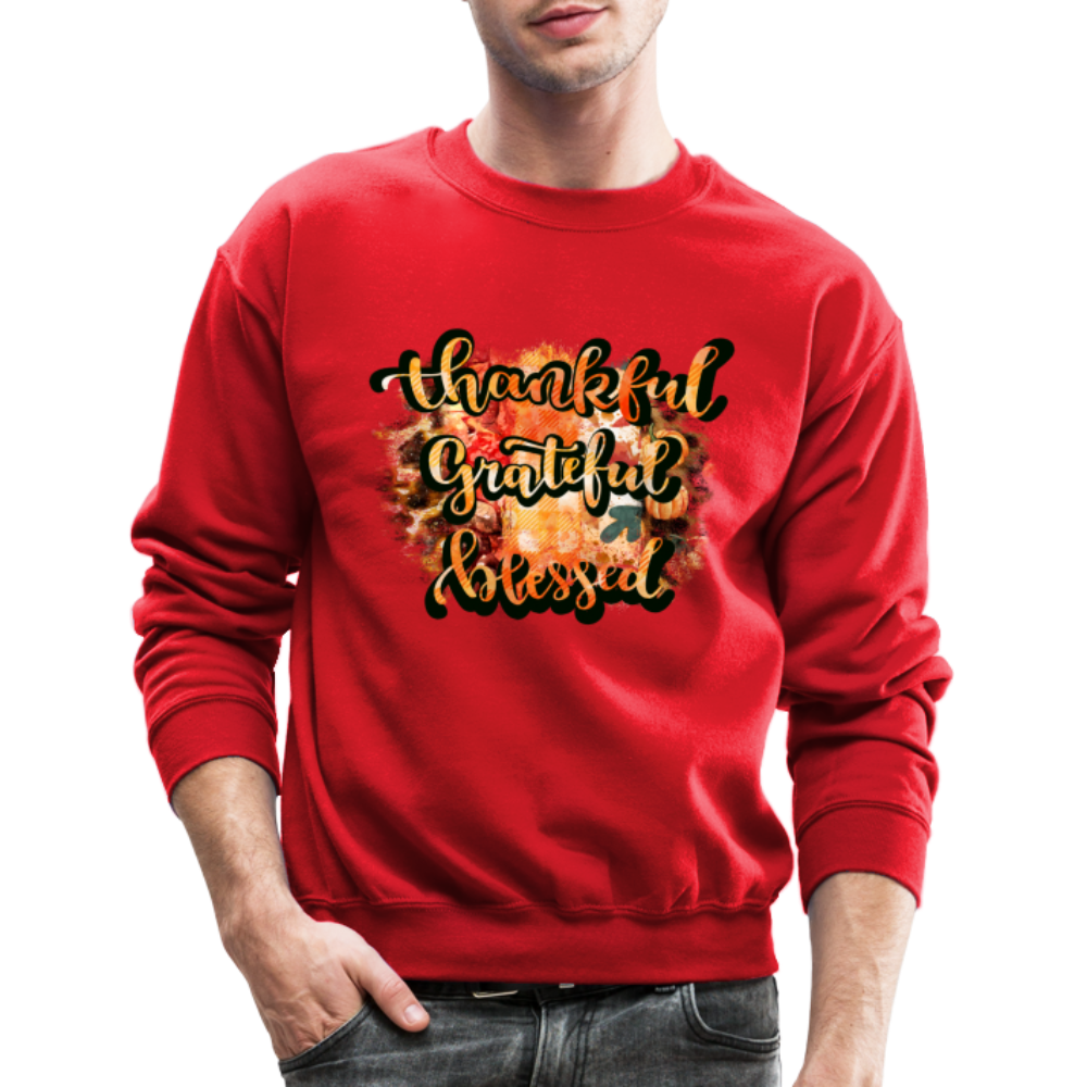 Thankful Grateful Blessed Sweatshirt - red