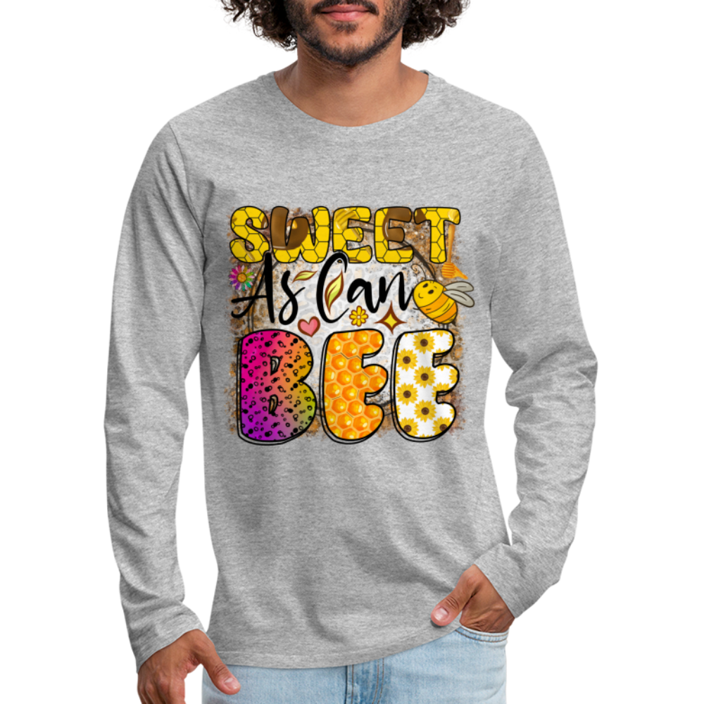 Sweet As Can BEE Men's Premium Long Sleeve T-Shirt Color: charcoal grey