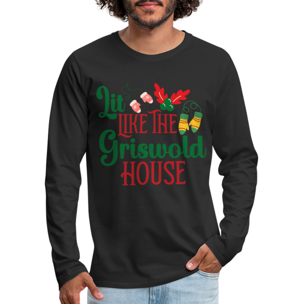 Lit Like The Griswold House Men's Premium Long Sleeve T-Shirt Color: heather gray