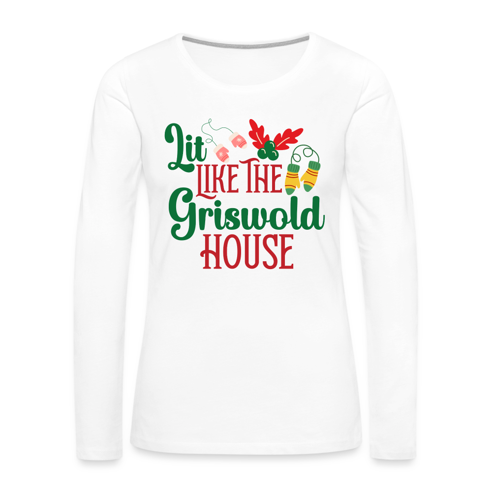 Lit Like The Griswold House Women's Premium Long Sleeve T-Shirt Color: white