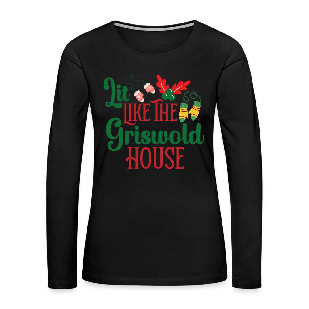 Lit Like The Griswold House Women's Premium Long Sleeve T-Shirt Color: white