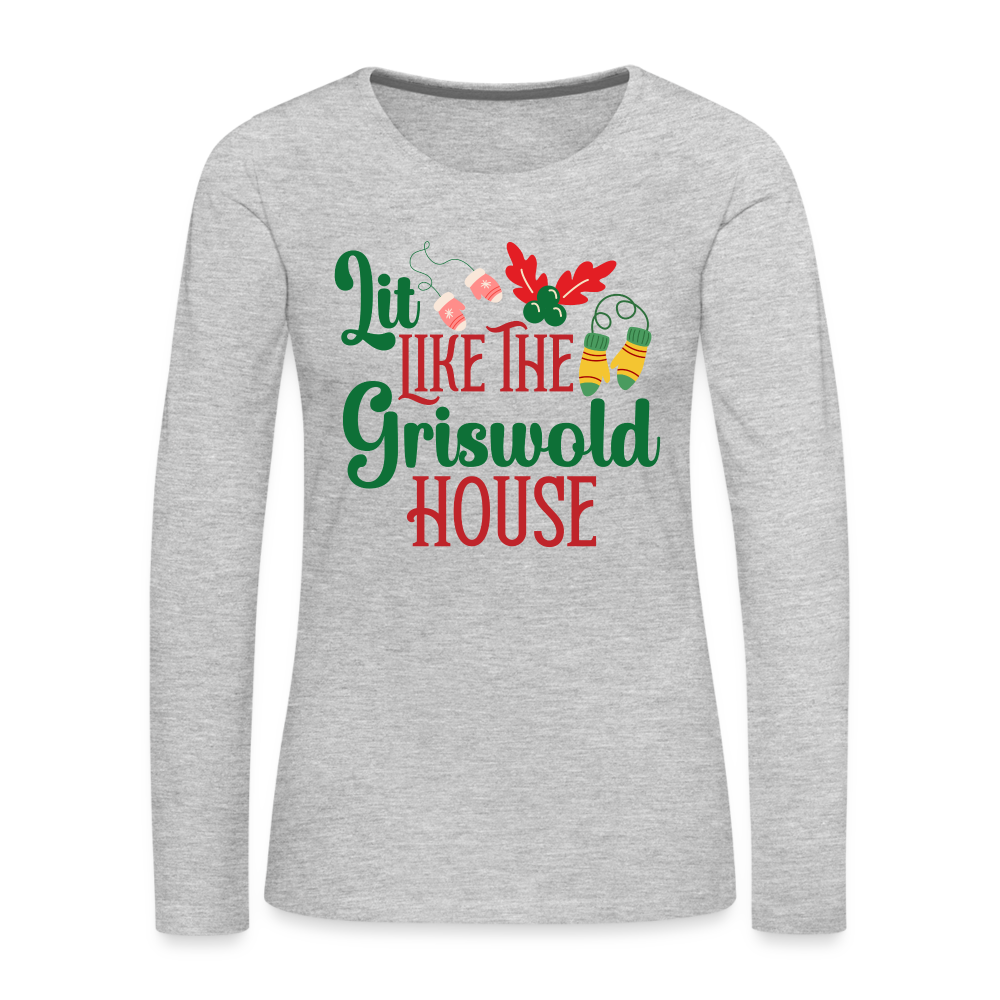 Lit Like The Griswold House Women's Premium Long Sleeve T-Shirt Color: white