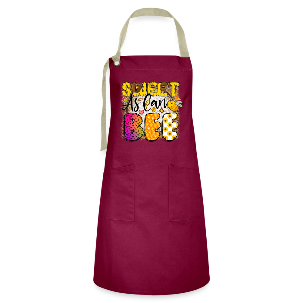 Sweet As Can BEE - Artisan Apron Color: burgundy/khaki