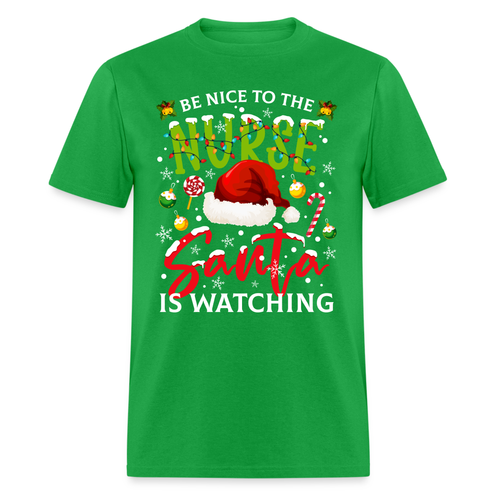 Be Nice To The Nurse Santa is Watching T-Shirt - bright green