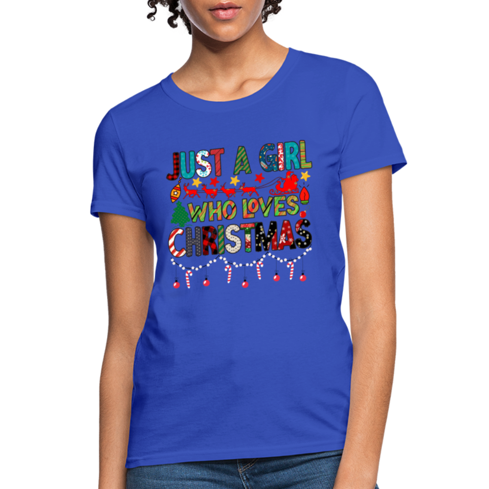 Just a Girl Who Loves Christmas T-Shirt - royal blue