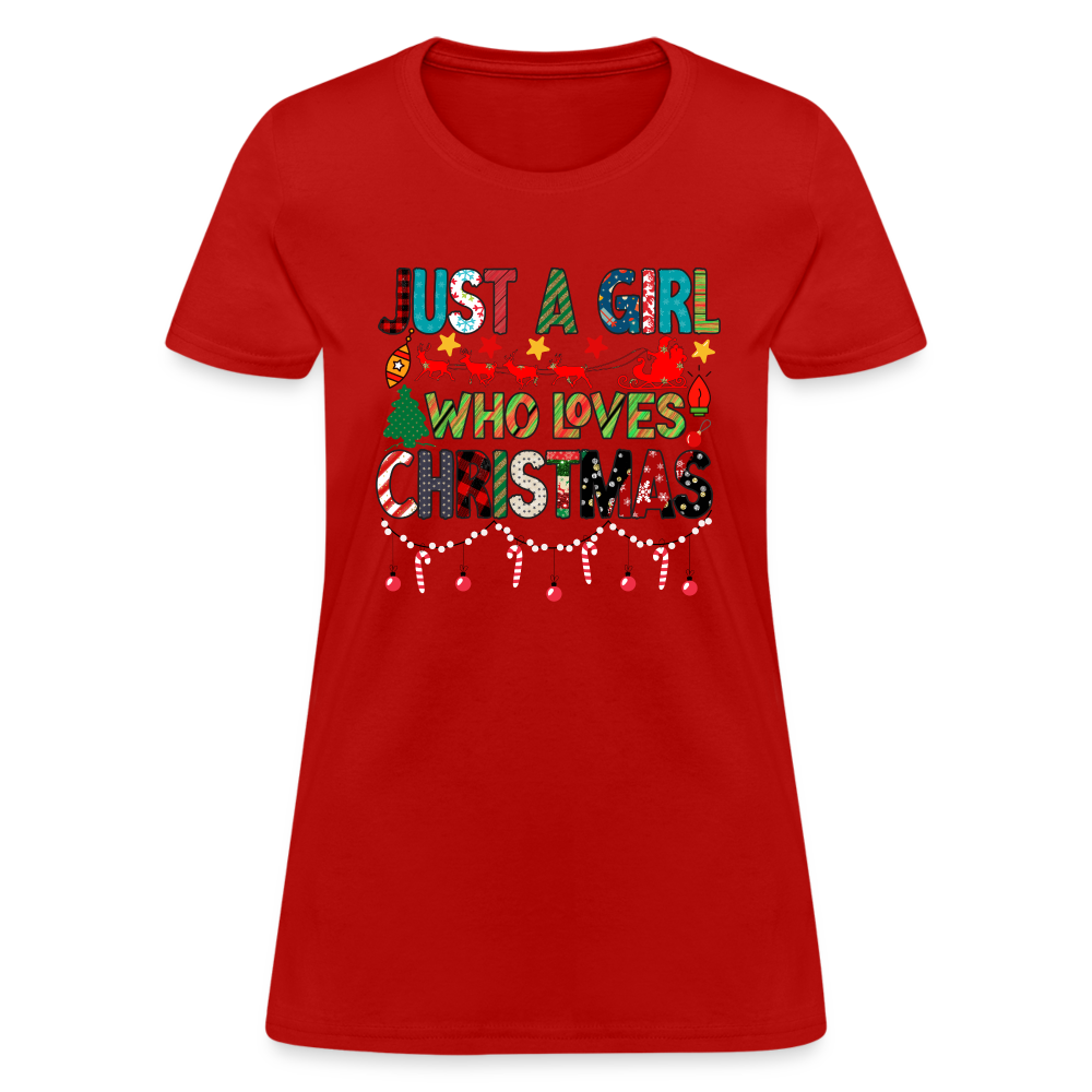 Just a Girl Who Loves Christmas T-Shirt - red