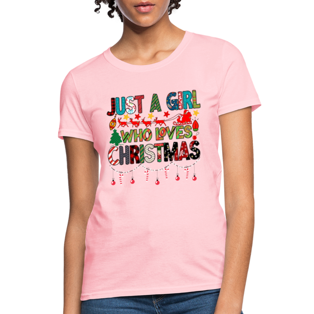 Just a Girl Who Loves Christmas T-Shirt - pink