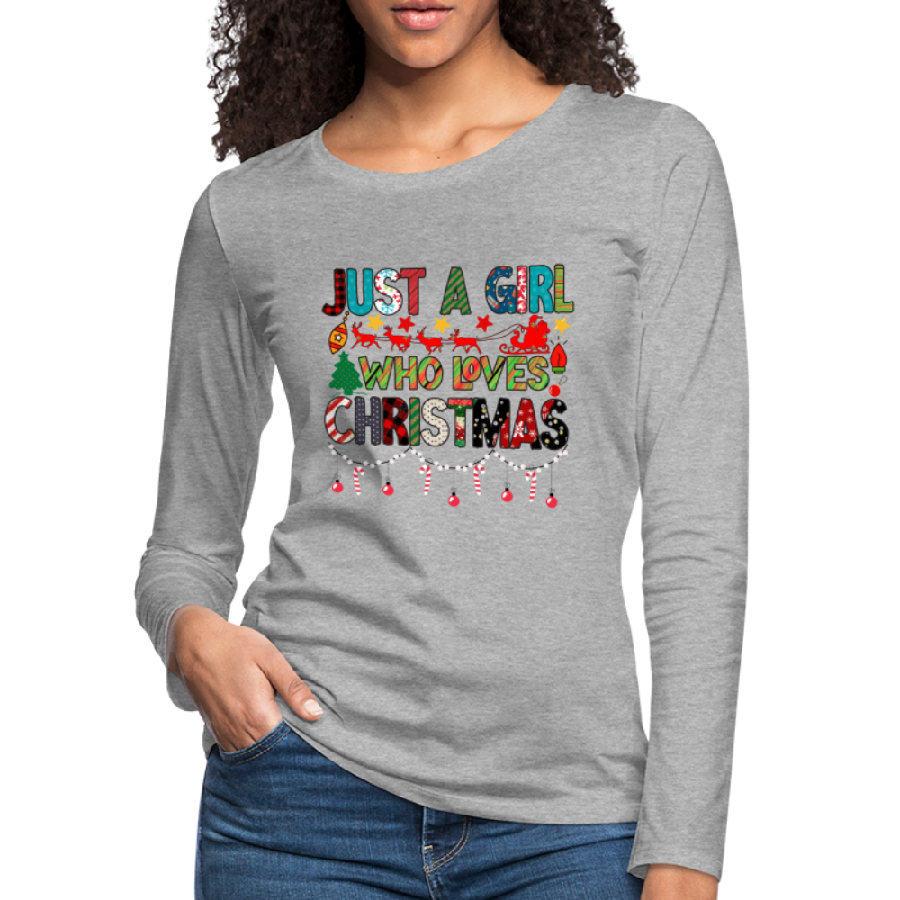 Just a Girl Who Loves Christmas Premium Long Sleeve T-Shirt Color: white