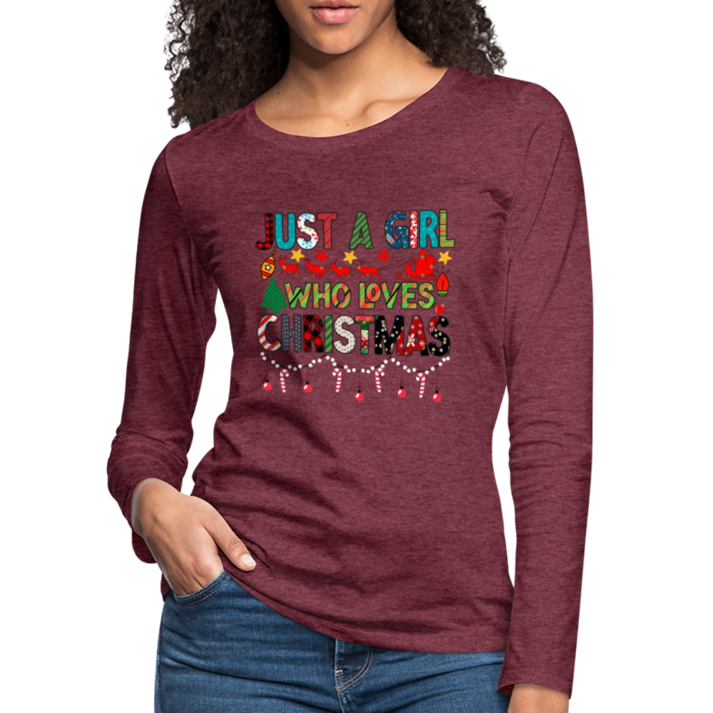 Just a Girl Who Loves Christmas Premium Long Sleeve T-Shirt Color: white