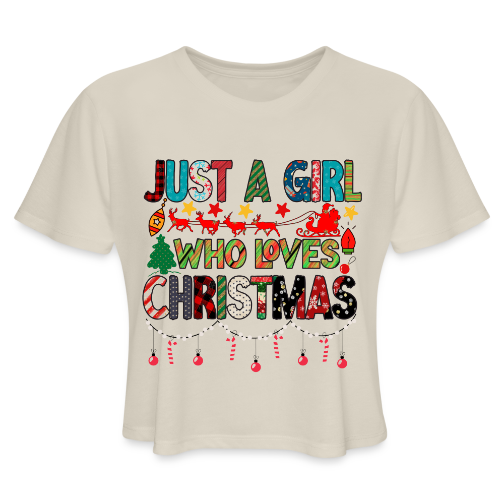 Just a Girl Who Loves Christmas Cropped Top T-Shirt Color: dust
