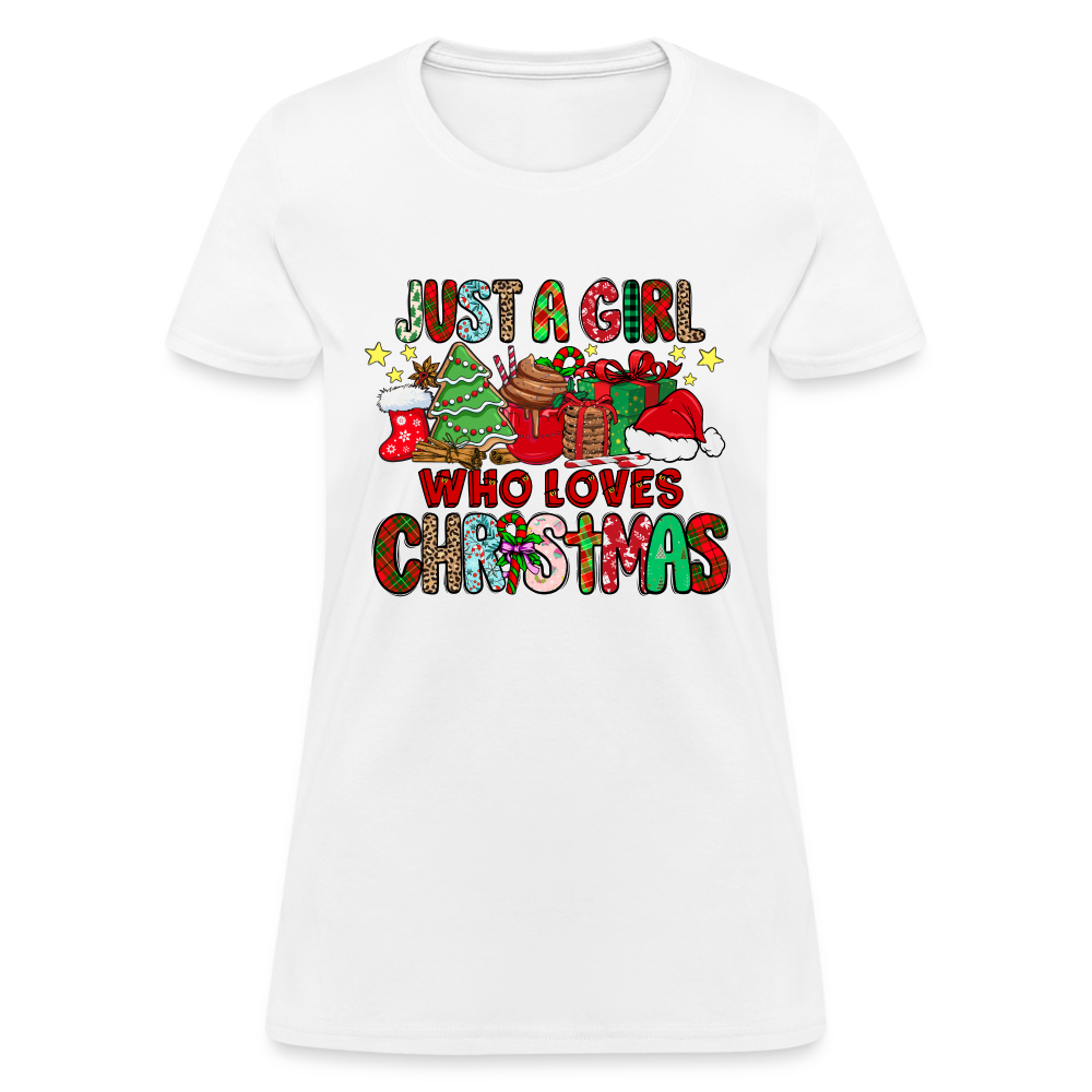 Just A Girl Who Loves Christmas T-Shirt - white