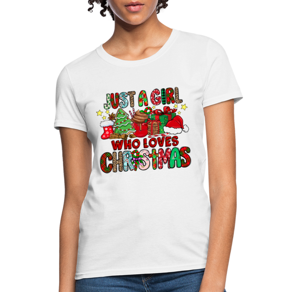Just A Girl Who Loves Christmas T-Shirt - white