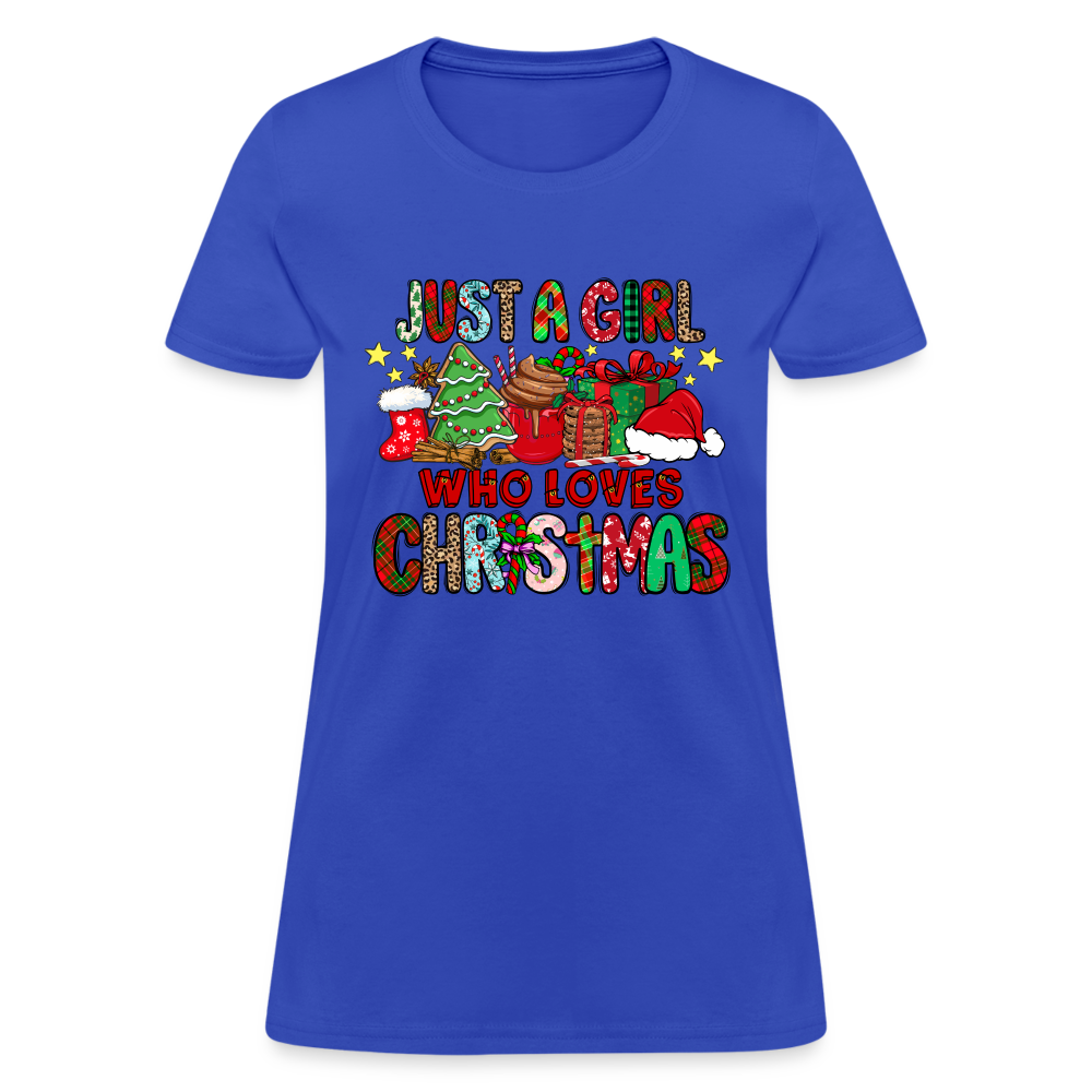 Just A Girl Who Loves Christmas T-Shirt - royal blue