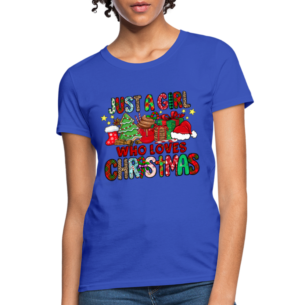 Just A Girl Who Loves Christmas T-Shirt - royal blue