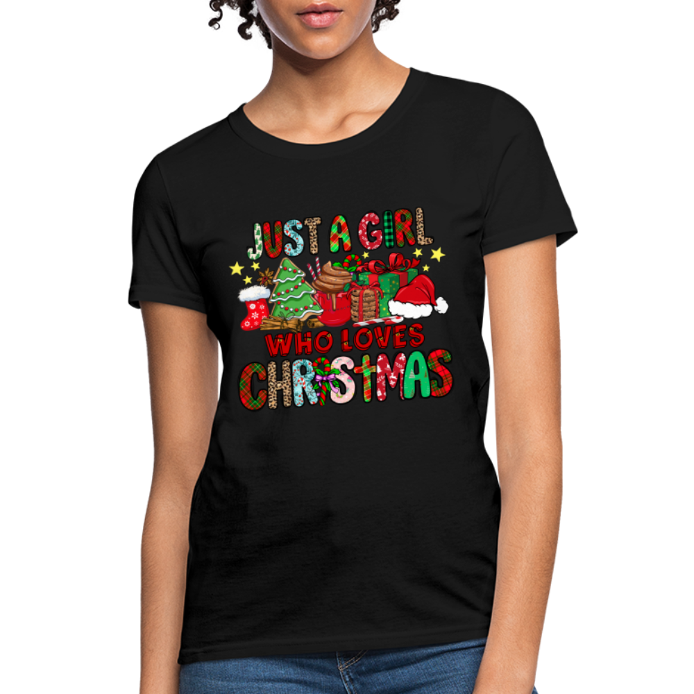 Just A Girl Who Loves Christmas T-Shirt - black