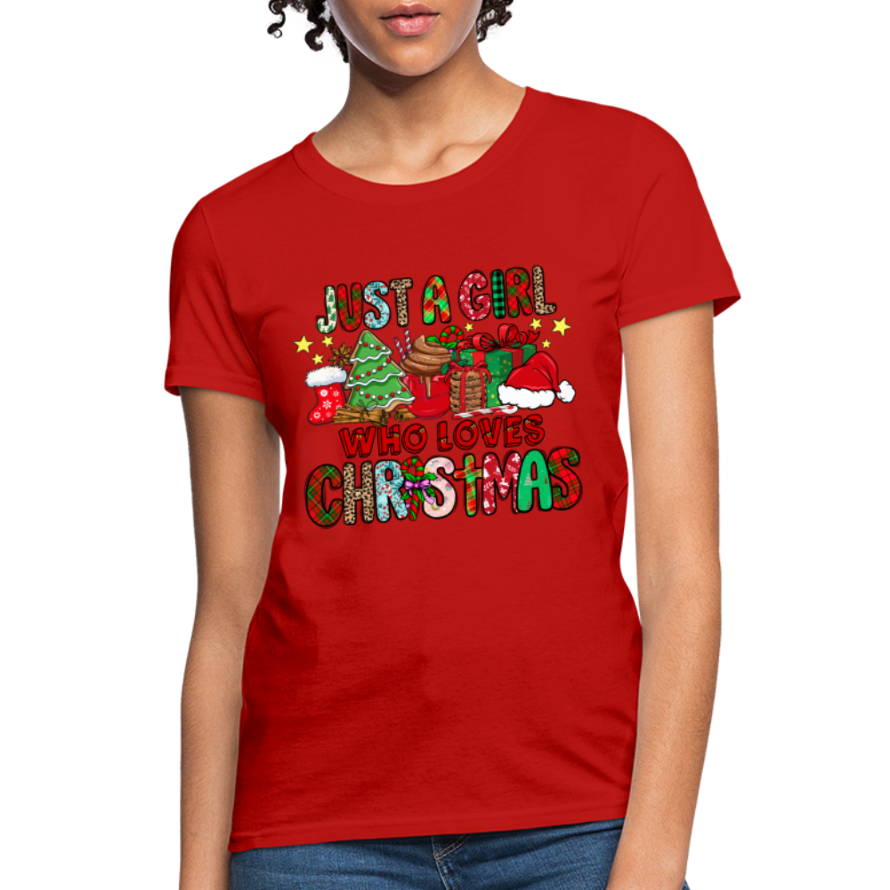 Just A Girl Who Loves Christmas T-Shirt - red