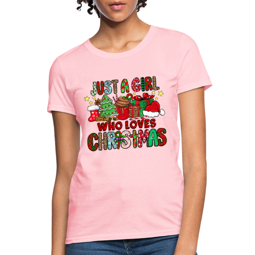 Just A Girl Who Loves Christmas T-Shirt - pink