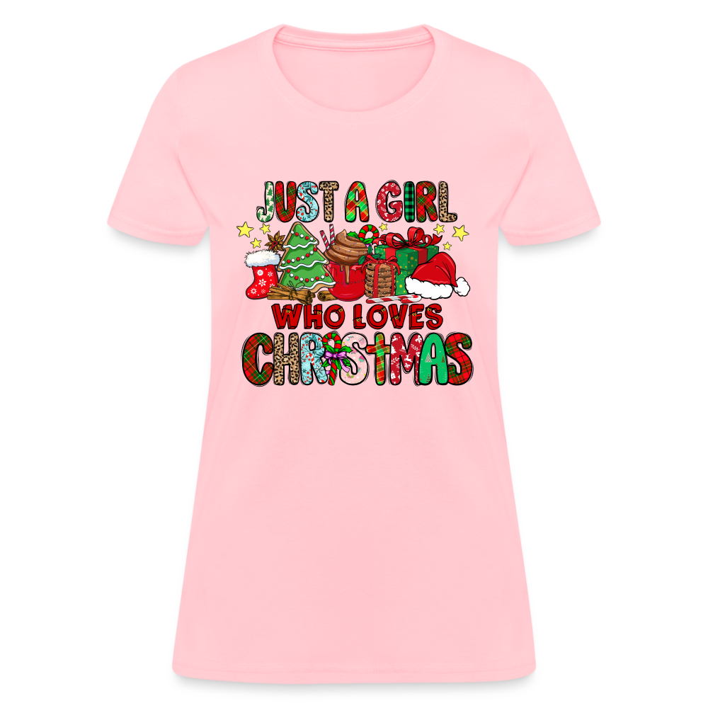 Just A Girl Who Loves Christmas T-Shirt - pink