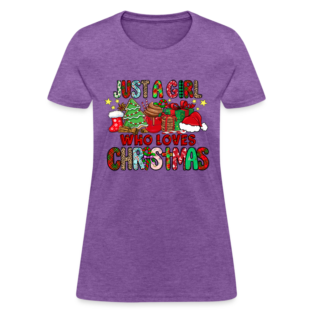 Just A Girl Who Loves Christmas T-Shirt - purple heather