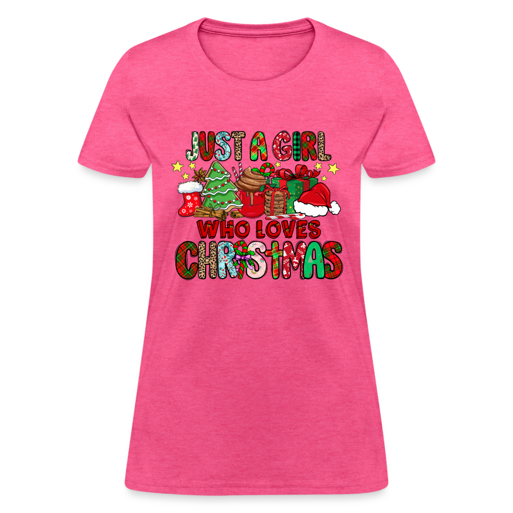 Just A Girl Who Loves Christmas T-Shirt - heather pink
