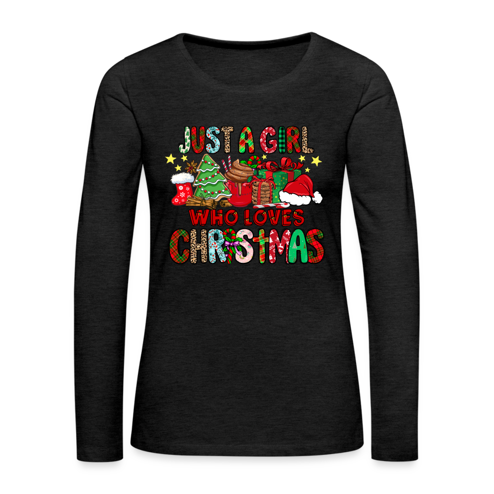 Just A Girl Who Loves Christmas - Premium Long Sleeve T-Shirt Color: charcoal grey