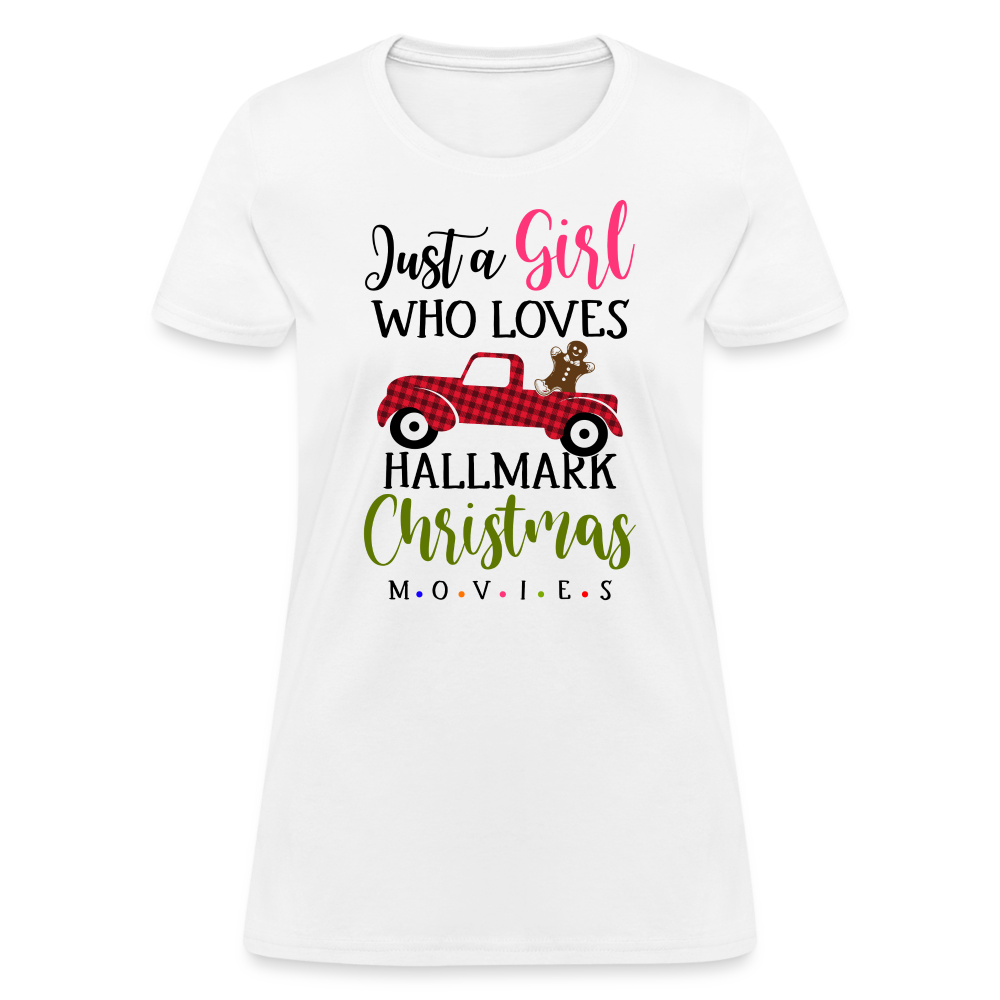 Just A Girl Who Loves HallMark Christmas Movies T-Shirt - white