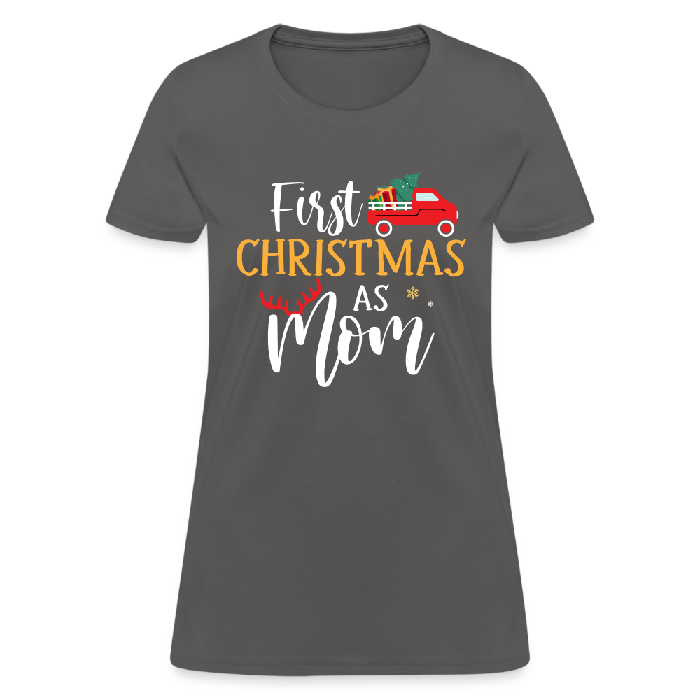 First Christmas As Mom T-Shirt - charcoal