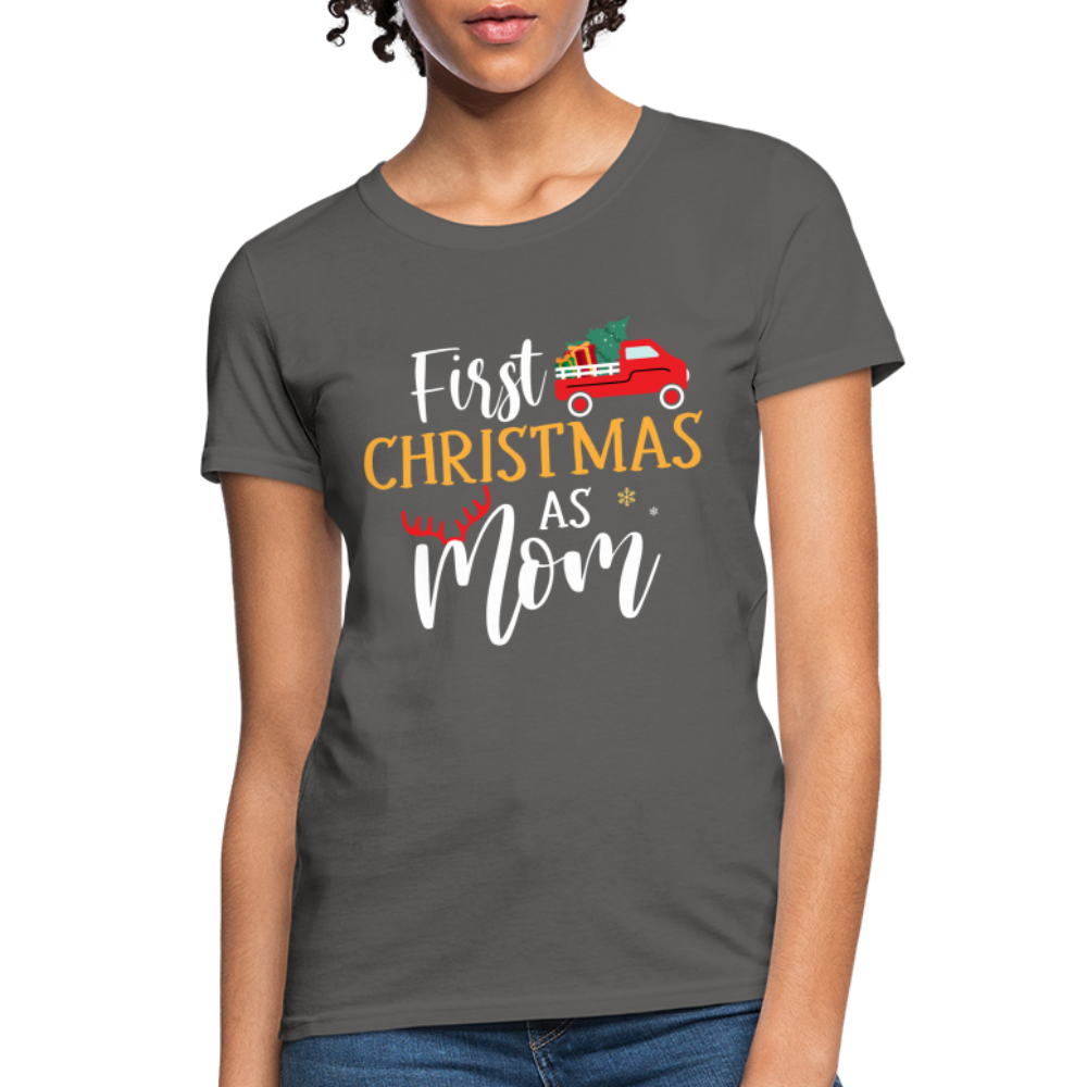 First Christmas As Mom T-Shirt - charcoal