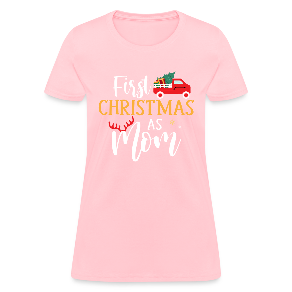 First Christmas As Mom T-Shirt - pink
