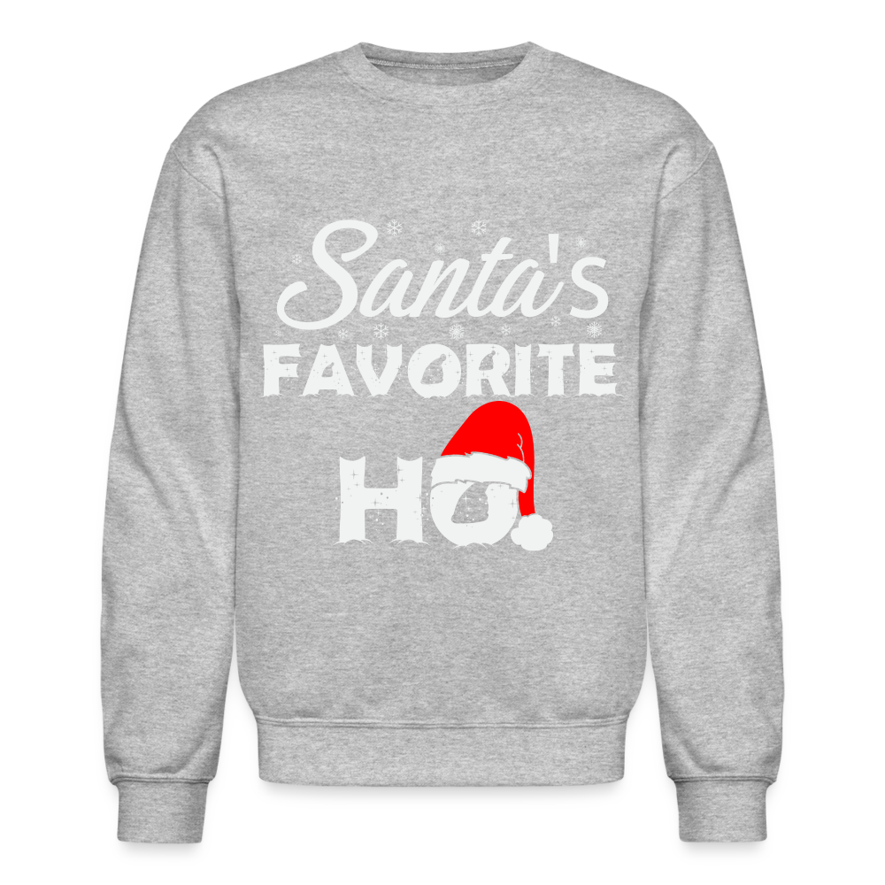 Santa's Favorite Ho - Funny Christmas Sweatshirt Color: heather gray