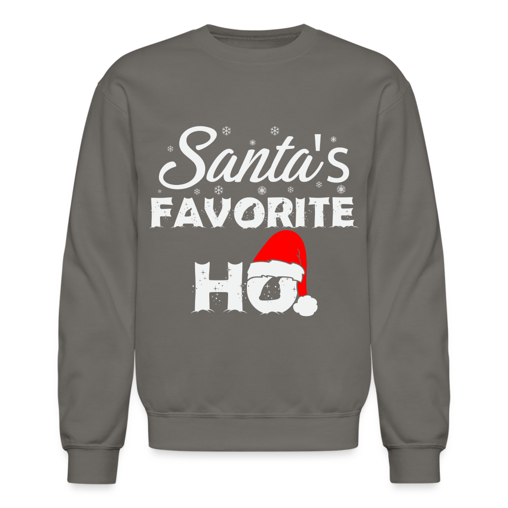 Santa's Favorite Ho - Funny Christmas Sweatshirt Color: asphalt gray